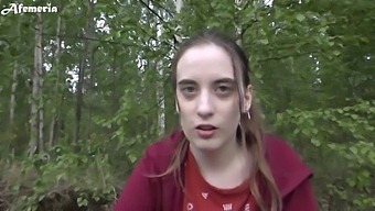 Young Girlfriend Gives Deepthroat Blowjob In Woodland And Swallows Semen