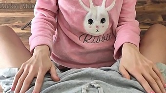 Seductive Young Dark-Haired Girl Stimulates And Masturbates Her Step Brother'S Large Penis To Climax