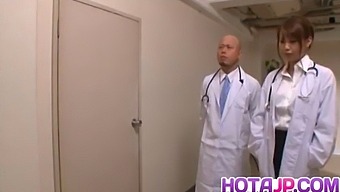 Arisa Ebihara Enjoys A Threesome With Medical Professionals After Giving Them Oral Pleasure