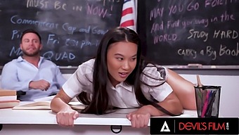 Horny Asian Student Gets Her Tight Pussy Pounded By Her Teacher'S Big Cock
