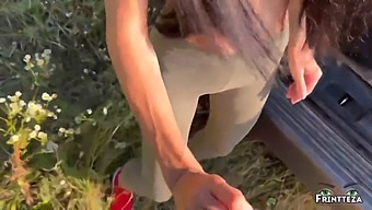 Sexy Girl Gets Cumshot In Her Butt In A Public Setting