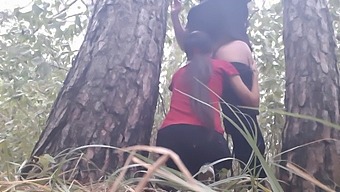 Lesbian Girls Hide From Rain And Have Sex In The Woods