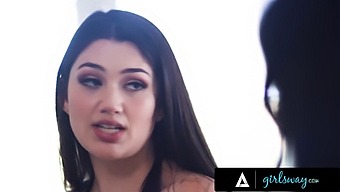 Hilarious Busty Stepmom And Stepdaughter Explore Lesbian Pleasure Without Wifi