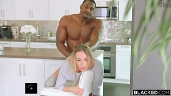 Blonde Babe Gets Naughty With Her Partner'S Muscular Black Friend