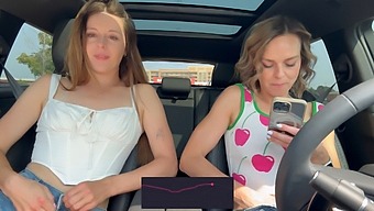 Nadia Foxx And Serenity Cox Use Lush Remote Control Vibrators And Have An Orgasm In A Public Drive-Thru